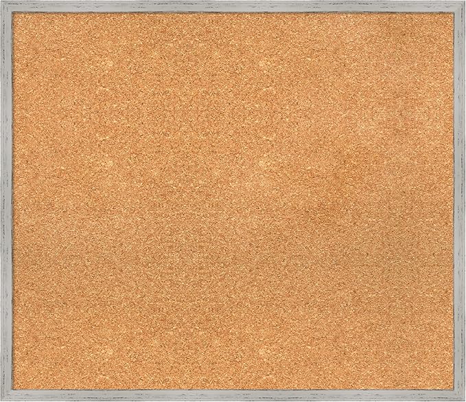 Amanti Art Natural Cork Board for Wall, 25x29 Vision Board with White Frame, Large Corkboard Office Decor for Home Organization, Cottage Corkboard Pinboard to Display Items for Home Organization in-DeskLoop Office