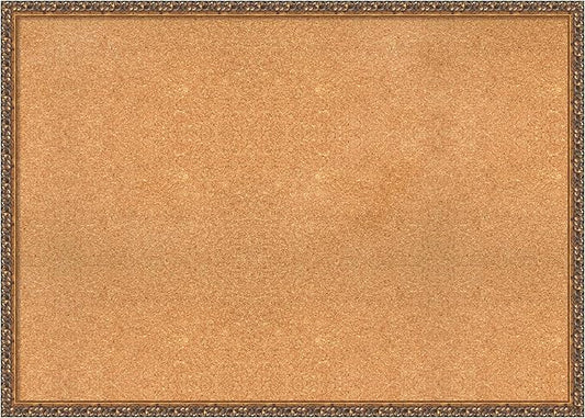 Amanti Art Natural Cork Board for Wall, 30x42 Vision Board with Bronze Frame, X-Large Corkboard Office Decor for Home Organization, Traditional Corkboard Pinboard to Display Items for Home-DeskLoop Office