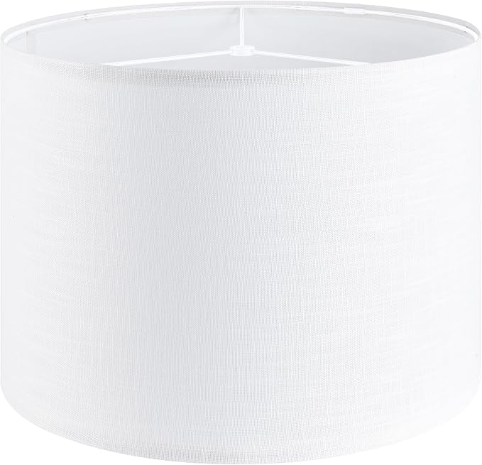 White Linen lampshades Large Drum Lamp Shade 16" Top x 16" Bottom x 12" High by GOSO