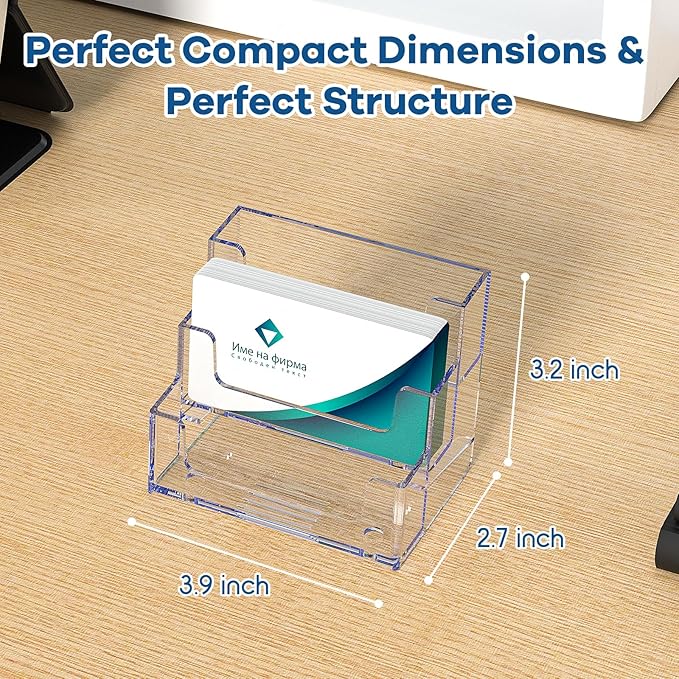 Acrylic Business Card Holder for Desk, Clear Plastic Business Card Stand with 3 Tier, Multiple Business Display Holder for Exhibition, Office and Hotel, 2 Pack-DeskLoop Office