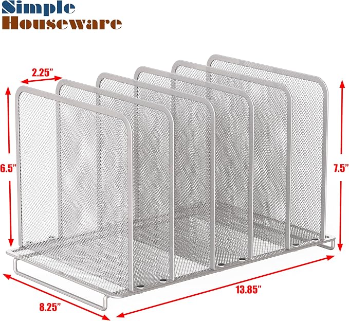 Simple Houseware 5 Section Upright File Sorter Organizer - Image 6