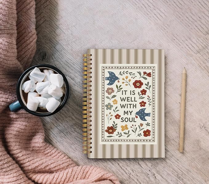 Ecezatik Christian Floral Bird Notebook Journal, It Is Well - Image 4