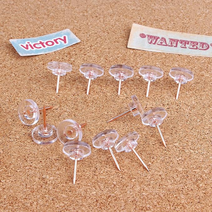 Push Pins 200-count Flat Rosegold Thumb Tacks Steel Point and Plastic Head - Image 4