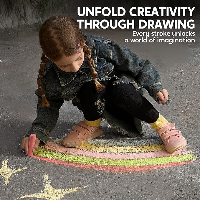 JOYIN 30 PCS Sidewalk Chalks for Kids, 10 Colors, Non-toxic Jumbo Washable Colored Chalk for Toddlers 1-3, School Supplies, Classroom Must Haves, Gift for Kids-DeskLoop Office