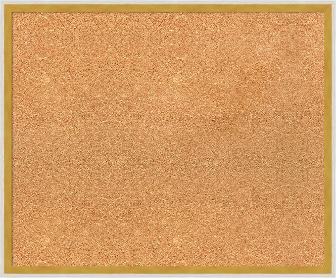 Amanti Art Natural Cork Board for Wall, 19x23 Vision Board with White Frame, Medium Corkboard Office Decor for Home Organization, Modern Corkboard Pinboard to Display Items for Home Organization in-DeskLoop Office
