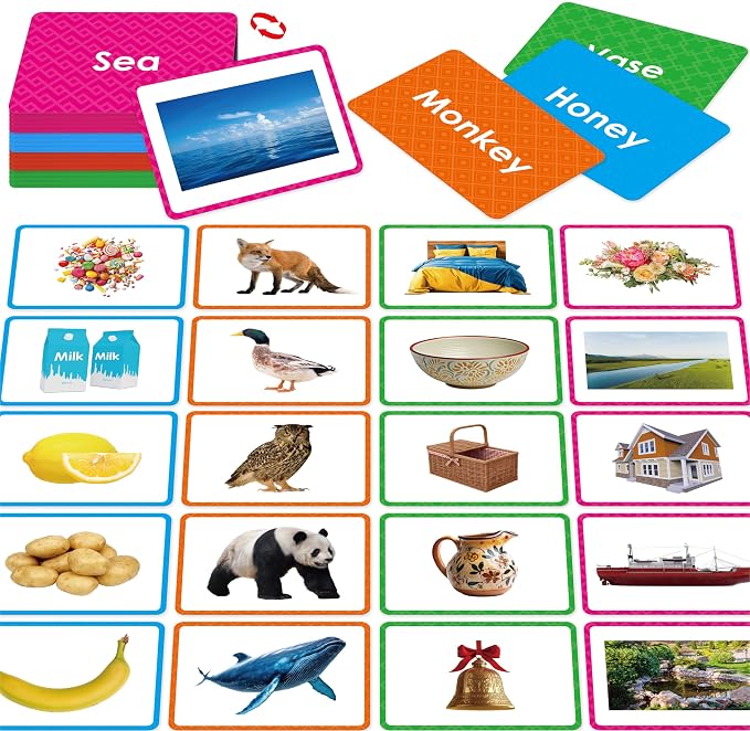 140 Noun Picture-Word Cards, Picture Flashcards Language Builder Visual Aid by SpriteGru