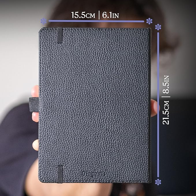 Dingbats* Wildlife Grid Journal Notebook A5 - Vegan Leather Hard Cover, Ideal for Work, Travel - Pocket, Elastic Closure, Bookmark-DeskLoop Office