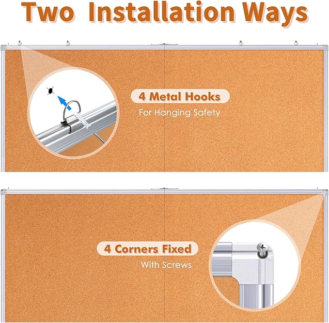 maxtek Large Cork Board 72 x 48 in, Bulletin Board for Walls, 6'x 4' Extra Aluminum Framed Corkboard, Foldable Wall Mounted Back to School Pin Memo Notice Cork Board for Office, Home Wall Display-DeskLoop Office