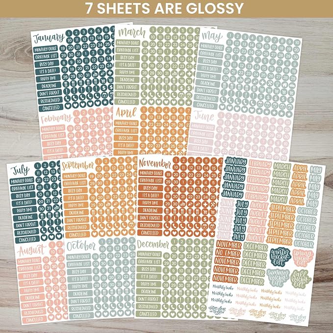 bloom daily planners Neutral Aesthetic Calendar Essentials Planner Stickers - Image 2