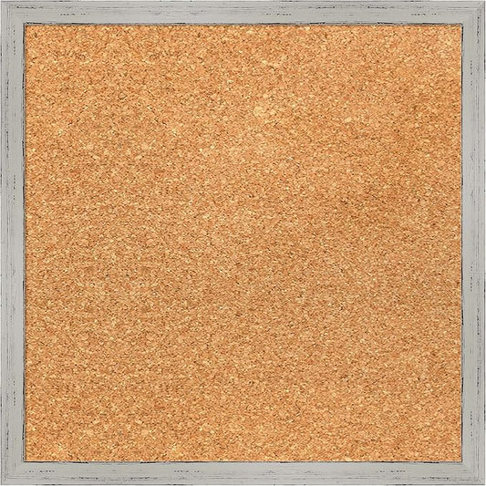 Amanti Art Natural Cork Board for Wall, 15x15 Vision Board with White Frame, Small Corkboard Office Decor for Home Organization, Cottage Corkboard Pinboard to Display Items for Home Organization in-DeskLoop Office