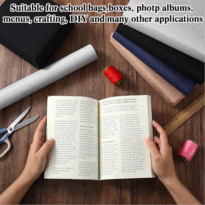 4 Pcs Book Cloth Bookcover Fabric Surface with Paper Backed Binding Cloth Fabric Book Cover for Scrapbooking Album DIY Craft Supplies Home, 4 Colors(Classic Color,40 x 16 Inches)-DeskLoop Office