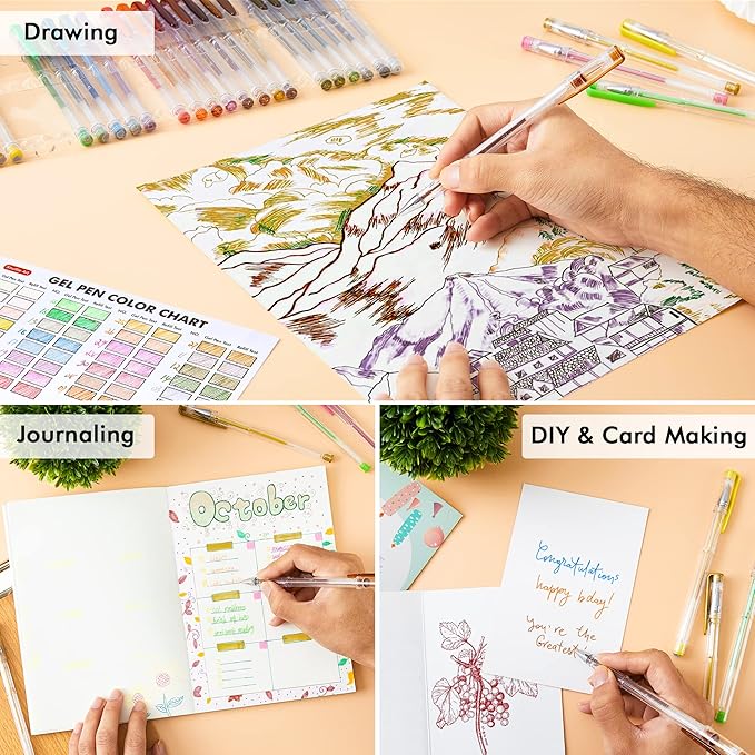 Shuttle Art 60 Pack Earth Tone Gel Pens, 30 Brown Earth Tone Gel Pens with 30 Refills for Adults Coloring Books Journaling Drawing Nature, Landscapes, Animals Scenes-DeskLoop Office