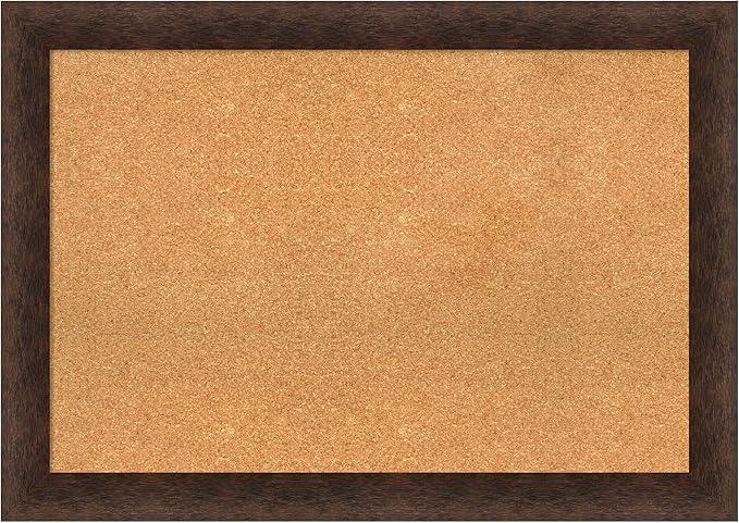Amanti Art Natural Cork Board for Wall, 29x41 Vision Board with Brown Wood Frame, Large Corkboard Office Decor for Home Organization, Casual Corkboard Pinboard to display items for home organization-DeskLoop Office