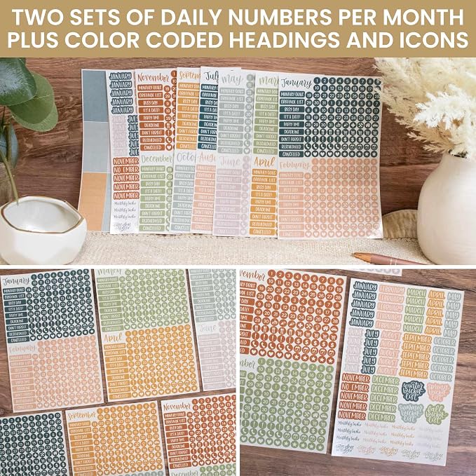 bloom daily planners Neutral Aesthetic Calendar Essentials Planner Stickers - Image 5