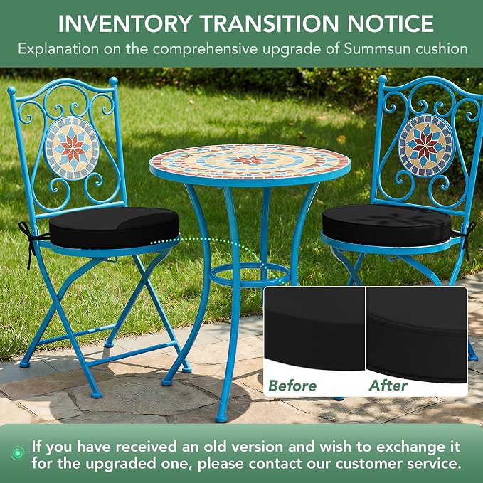 Summsun Outdoor Bistro Chair Cushions Set of 2 - Image 9