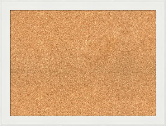 Amanti Art Natural Cork Board for Wall, 25x33 Vision Board with White Frame, Large Corkboard Office Decor for Home Organization, Casual Corkboard Pinboard to Display Items for Home Organization in-DeskLoop Office