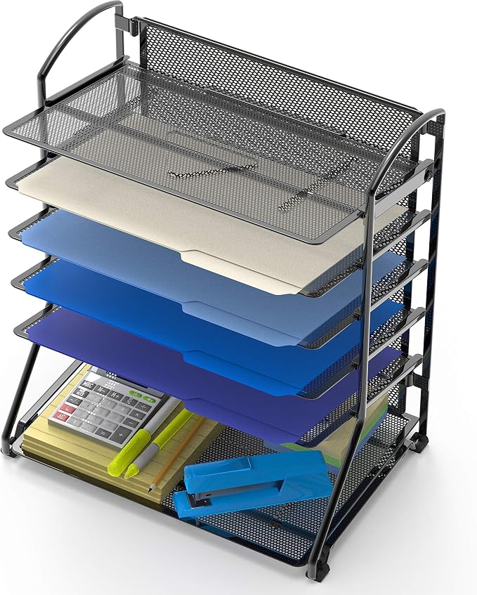 Simple Houseware 6-Tier Desk Organizer & Sliding Paper Tray - Image 2