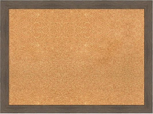 Amanti Art Natural Cork Board for Wall, 23x31 Vision Board with Brown Wood Frame, Medium Corkboard Office Decor for Home Organization, Rustic Farmhouse Corkboard Pinboard to display items for home-DeskLoop Office