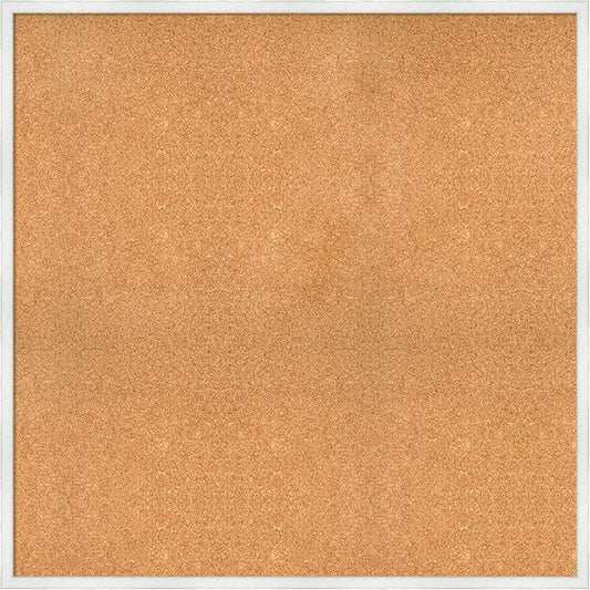 Amanti Art Natural Cork Board for Wall, 37x37 Vision Board with White Frame, Oversize Corkboard Office Decor for Home Organization, Country Rustic Corkboard Pinboard to Display Items for Home-DeskLoop Office
