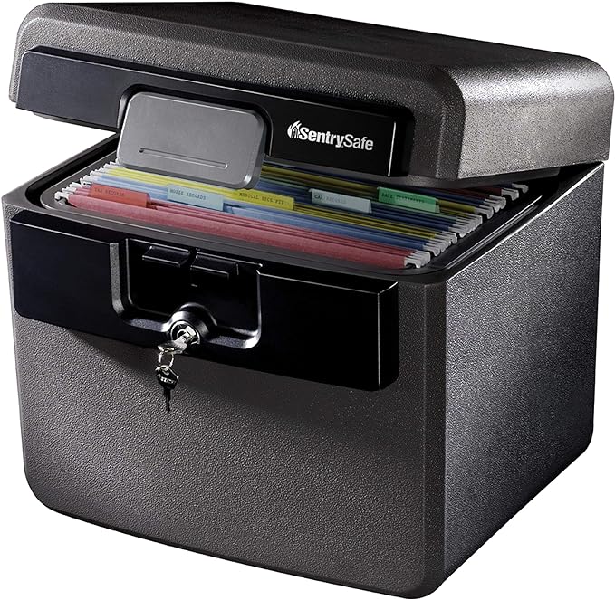 SentrySafe Black Fireproof and Waterproof Safe, File Folder and Document Box by SentrySafe