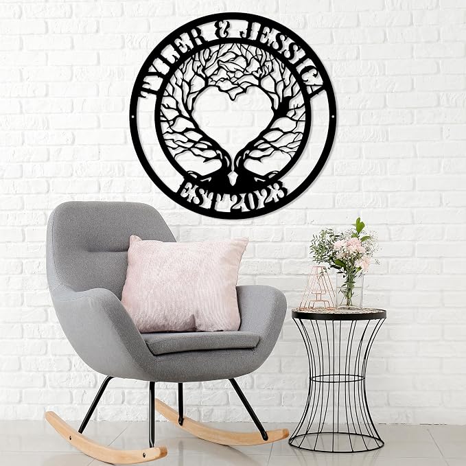 Personalized Valentines Day Metal Wall Sign, Custom Infinity Heart Love Couple - Image 6