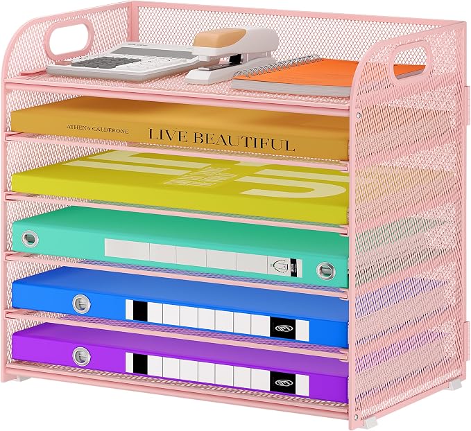Cawukege 6 Tier Paper Organizer, Mesh Desk Organizer, Metal File Organizer by Cawukege