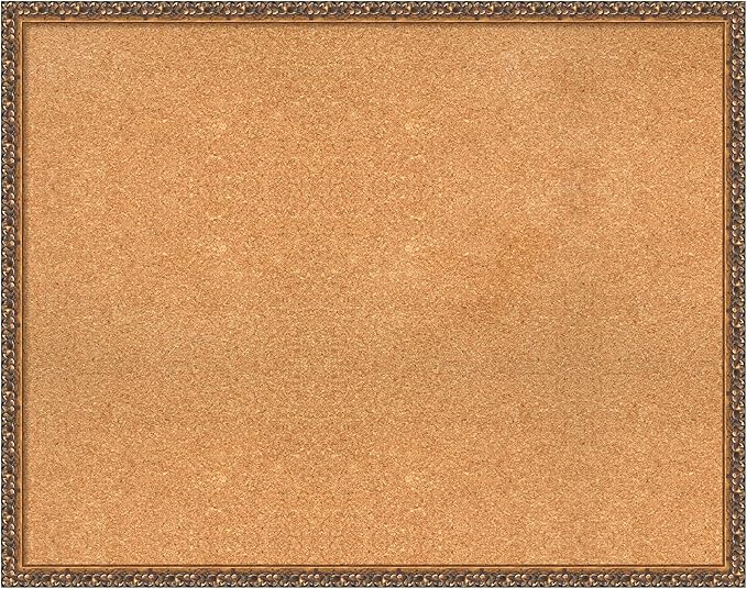 Amanti Art Natural Cork Board for Wall, 30x38 Vision Board with Bronze Frame, Large Corkboard Office Decor for Home Organization, Traditional Corkboard Pinboard to Display Items for Home Organization-DeskLoop Office
