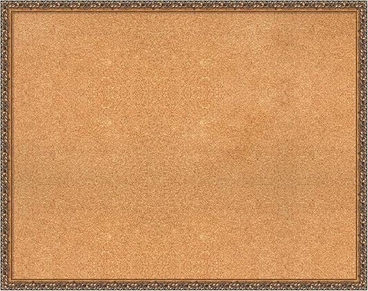 Amanti Art Natural Cork Board for Wall, 30x38 Vision Board with Bronze Frame, Large Corkboard Office Decor for Home Organization, Traditional Corkboard Pinboard to Display Items for Home Organization-DeskLoop Office