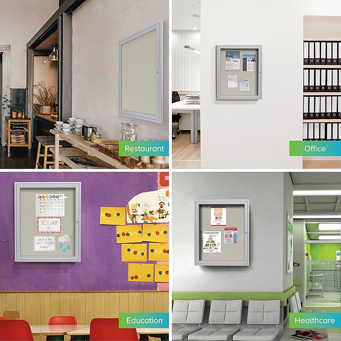 Ghent 24"x18" 1-Door Outdoor Enclosed Vinyl Bulletin Board, Shatter Resistant, with Lock, Satin Aluminum Frame - Ivory (PA12418VX-185), Made in the USA-DeskLoop Office