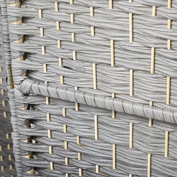 HOMCOM 4 Panel Room Divider, Hand-Woven Freestanding Wood Partition - Image 6