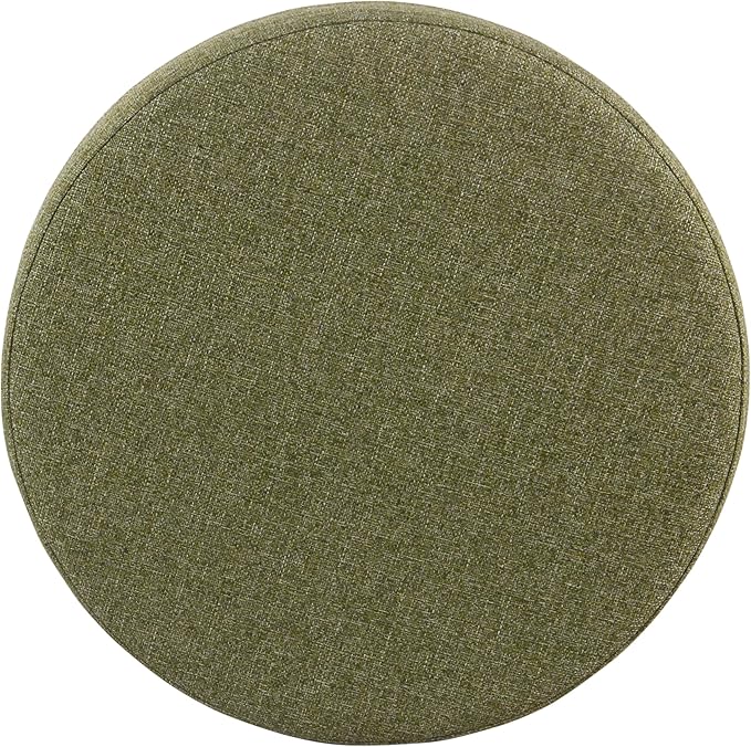 HomePop Home Decor | Upholstered Round Storage Ottoman | Ottoman with Storage for Living Room & Bedroom, Green Tweed-DeskLoop Office