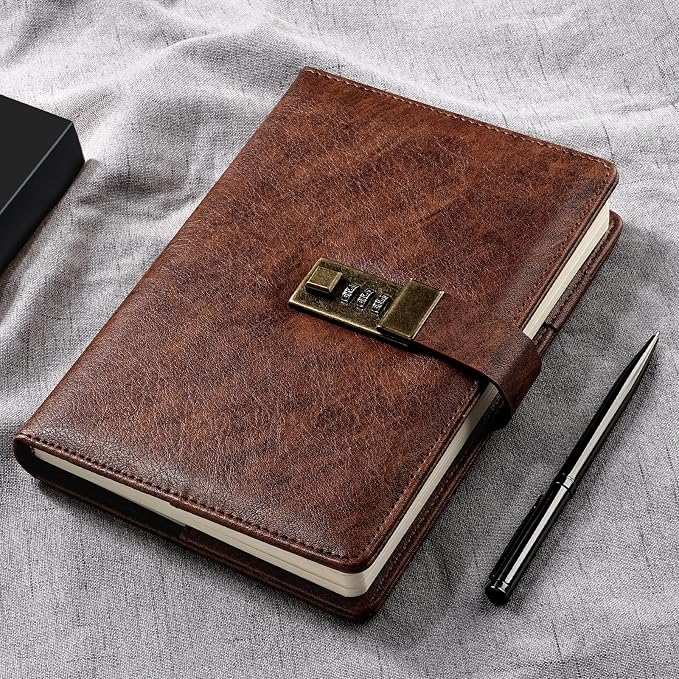 WEMATE Diary with Lock, A5 PU Leather Journal with Lock 240 Pages, Vintage - Image 8