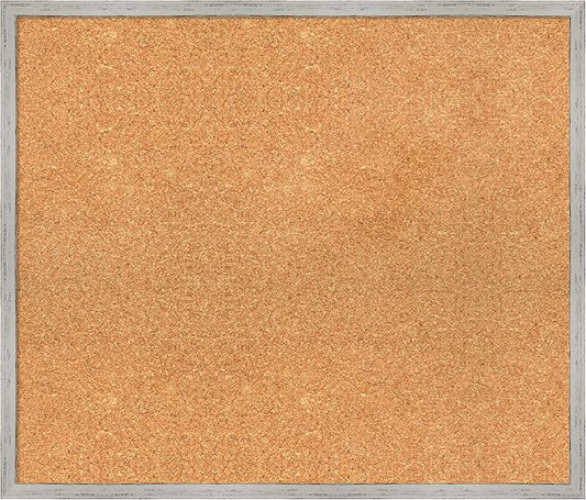 Amanti Art Natural Cork Board for Wall, 23x27 Vision Board with White Frame, Medium Corkboard Office Decor for Home Organization, Cottage Corkboard Pinboard to Display Items for Home Organization in-DeskLoop Office