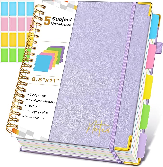 Spiral Notebook Journal with Removable Dividers Tabs, 300 Pages Hardcover by Unknown