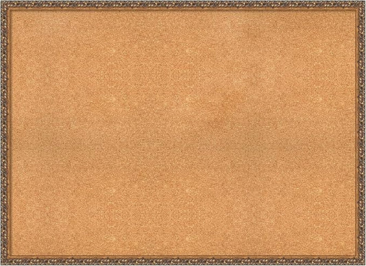 Amanti Art Natural Cork Board for Wall, 32x44 Vision Board with Bronze Frame, Oversize Corkboard Office Decor for Home Organization, Traditional Corkboard Pinboard to Display Items for Home-DeskLoop Office