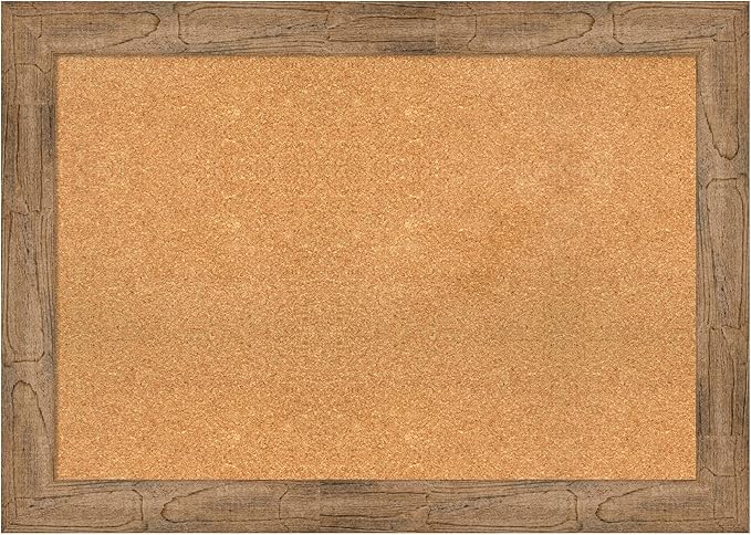 Amanti Art Natural Cork Board for Wall, 30x42 Vision Board with Brown Wood Frame, Large Corkboard Office Decor for Home Organization, Rustic Farmhouse Corkboard Pinboard to display items for home-DeskLoop Office