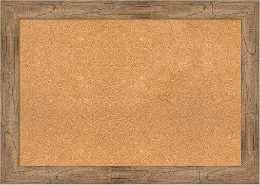Amanti Art Natural Cork Board for Wall, 30x42 Vision Board with Brown Wood Frame, Large Corkboard Office Decor for Home Organization, Rustic Farmhouse Corkboard Pinboard to display items for home-DeskLoop Office