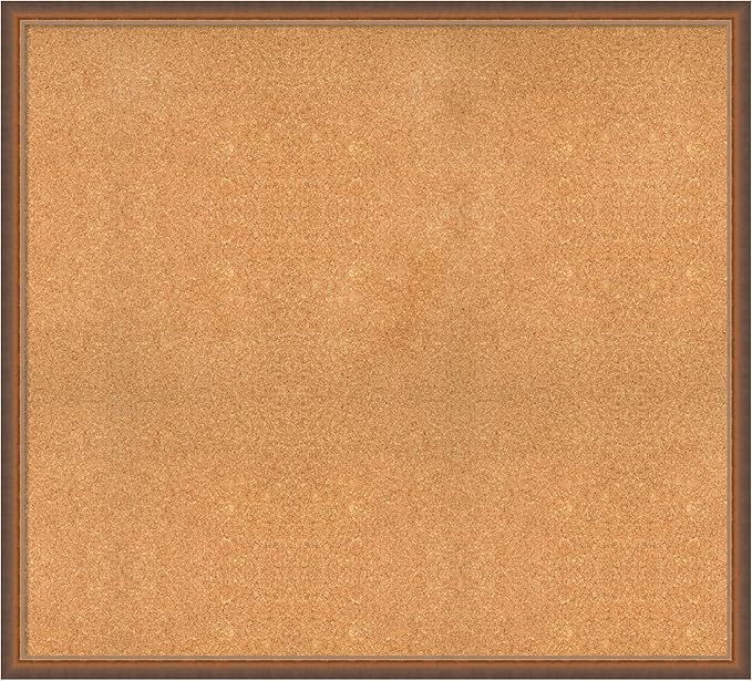 Amanti Art Natural Cork Board for Wall, 38x42 Vision Board with Bronze Frame, Oversize Corkboard Office Decor for Home Organization, Modern Corkboard Pinboard to Display Items for Home Organization-DeskLoop Office