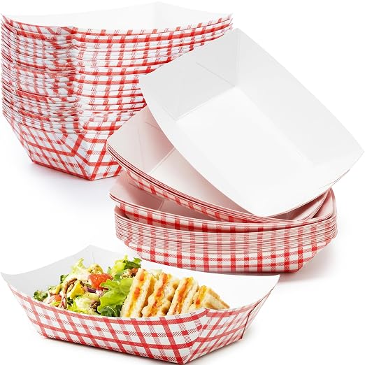 Heavy Duty, Grease Resistant 5 Lb Paper Food Trays 50 Pack. Recyclable by FoodRestaurantSupplies