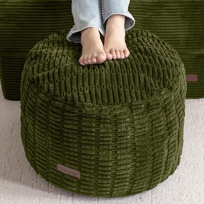 HIGOGOGO Pouf Ottoman Stuffed Round Modern Foam Filled Foot Rest Poufs by HIGOGOGO