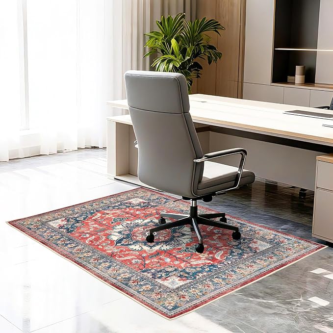 Office Chair Mat for Hardwood Tile Floor, Machine Washable Office Area Carpet by Ufeekare