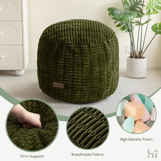 HIGOGOGO Pouf Ottoman Stuffed Round Modern Foam Filled Foot Rest Poufs - Image 6