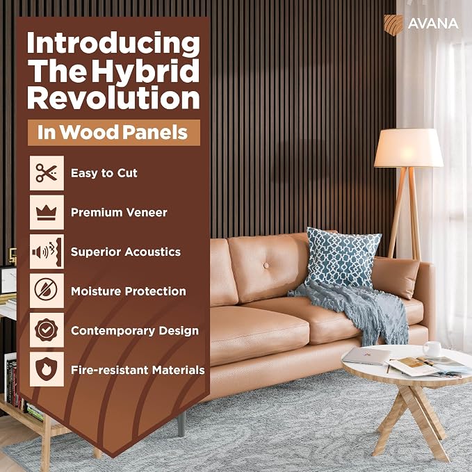 Avana Modern Acoustic Wood Wall Panels – 94.4x12.6 Inch Dark Walnut Acoustic - Image 2