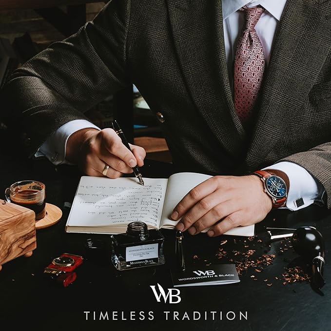 Wordsworth & Black Majesti Fountain Pen-(Black), Luxury Case, 24K Gold Finish; 18K Gilded Fine Nib-Ink Cartridges, Refillable Ink Converter-Calligraphy Pen-Best Business Gift Set for Men & Women-DeskLoop Office