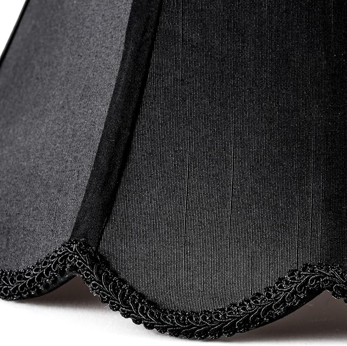 GOSO Black Scalloped Lamp Shades Set of 2 Medium Replac, Braids - Image 3