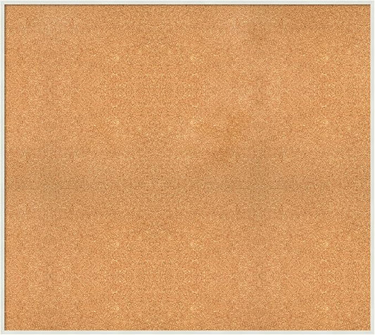 Amanti Art Natural Cork Board for Wall, 35x39 Vision Board with White Frame, Oversize Corkboard Office Decor for Home Organization, Modern Corkboard Pinboard to Display Items for Home Organization in-DeskLoop Office