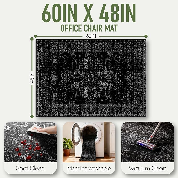 Office Chair Mat for Hardwood Floor, Anti-Slip Under Desk Mat Rug for Rolling - Image 5