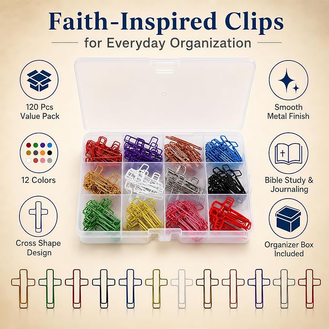 120 Pcs Cross Paper Clips, 1.34 x 0.8 Inch Multicolor Metal Bookmark Clips - Image 5