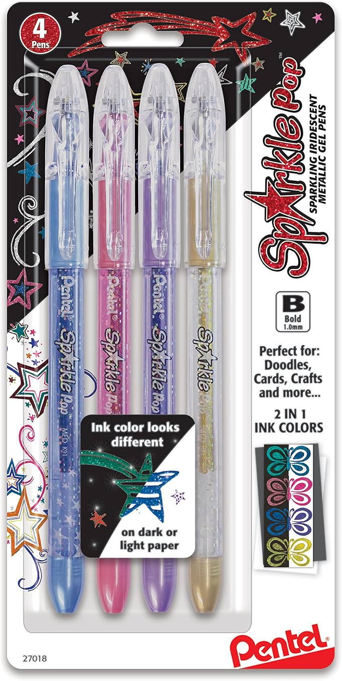 Pentel Sparkle Pop Metallic Gel Pen, Bold Line by PentelofAmerica