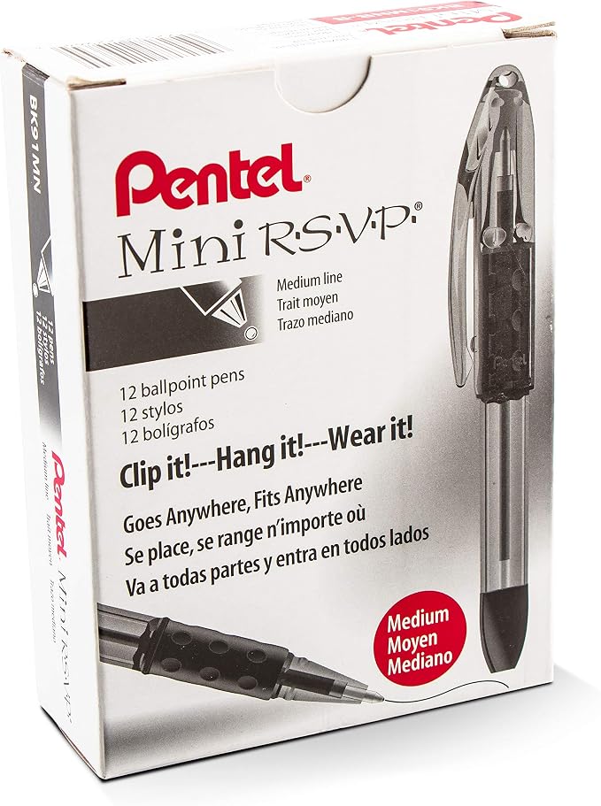 Pentel RSVP Mini Ballpoint Pen, Medium Line, 12 pack by PentelofAmerica